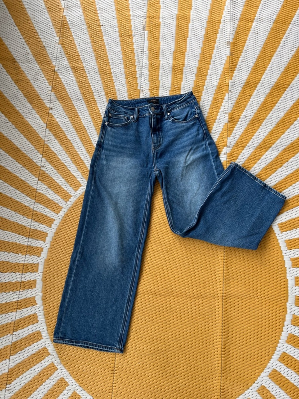 Quince Bella Stretch Relaxed Straight Jeans in Atlantic Blue